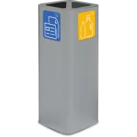 Grauer 60-Liter-Mülleimer mit magnetischem Piktogramm für Recycling
