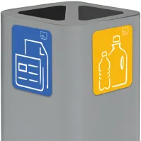 Grey 60-litre designer bin with magnetic pictogram.