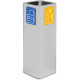 White 60-litre designer bin with magnetic pictogram.