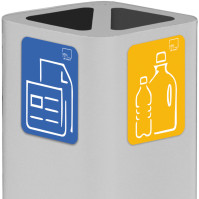 Eleganter weißer 60-Liter-Mülleimer mit magnetischem Piktogramm.