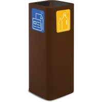 60-Liter-Designabfalleimer aus Cortenstahl mit magnetischem Piktogramm.