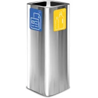 60-Liter-Behälter aus gebürstetem Edelstahl mit magnetischem Piktogramm für Recycling
