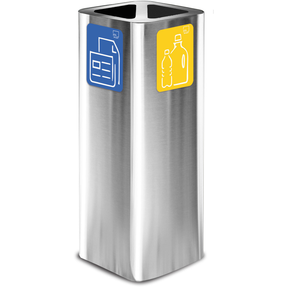 60L brushed stainless steel bin with magnetic pictogram for recycling