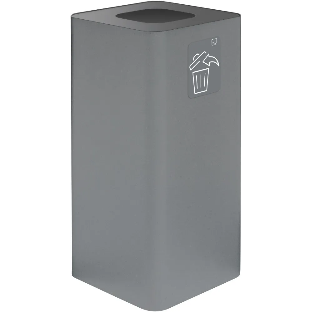 100-Liter-Designmülleimer in Grau mit magnetischem Recycling-Symbol