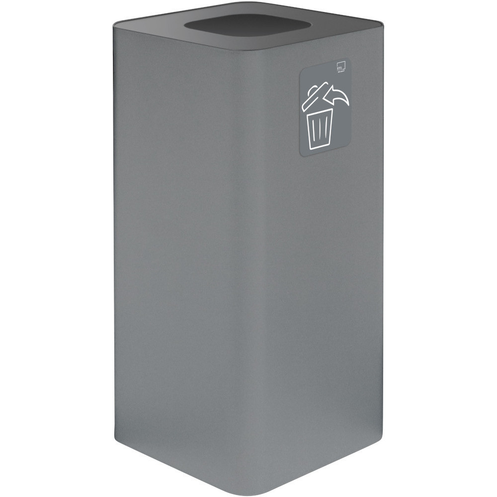 100-Liter-Designmülleimer in Grau mit magnetischem Recycling-Symbol