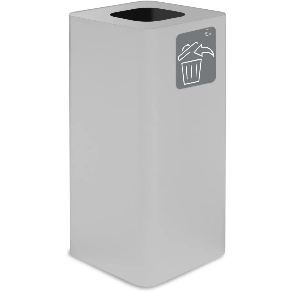 Weißer 100-Liter-Designabfalleimer mit magnetischem Piktogramm für alle Abfälle