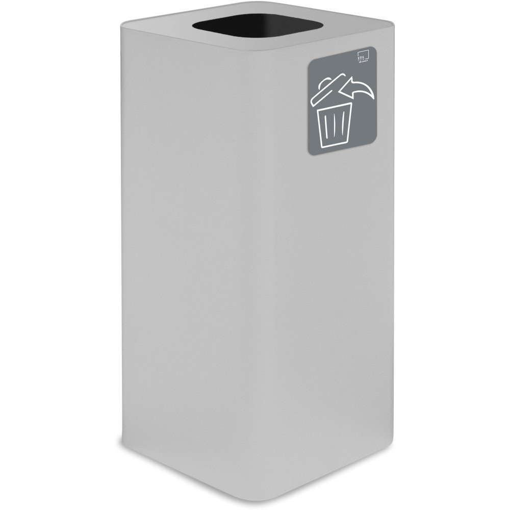 White 100-litre designer bin with magnetic pictogram for all waste