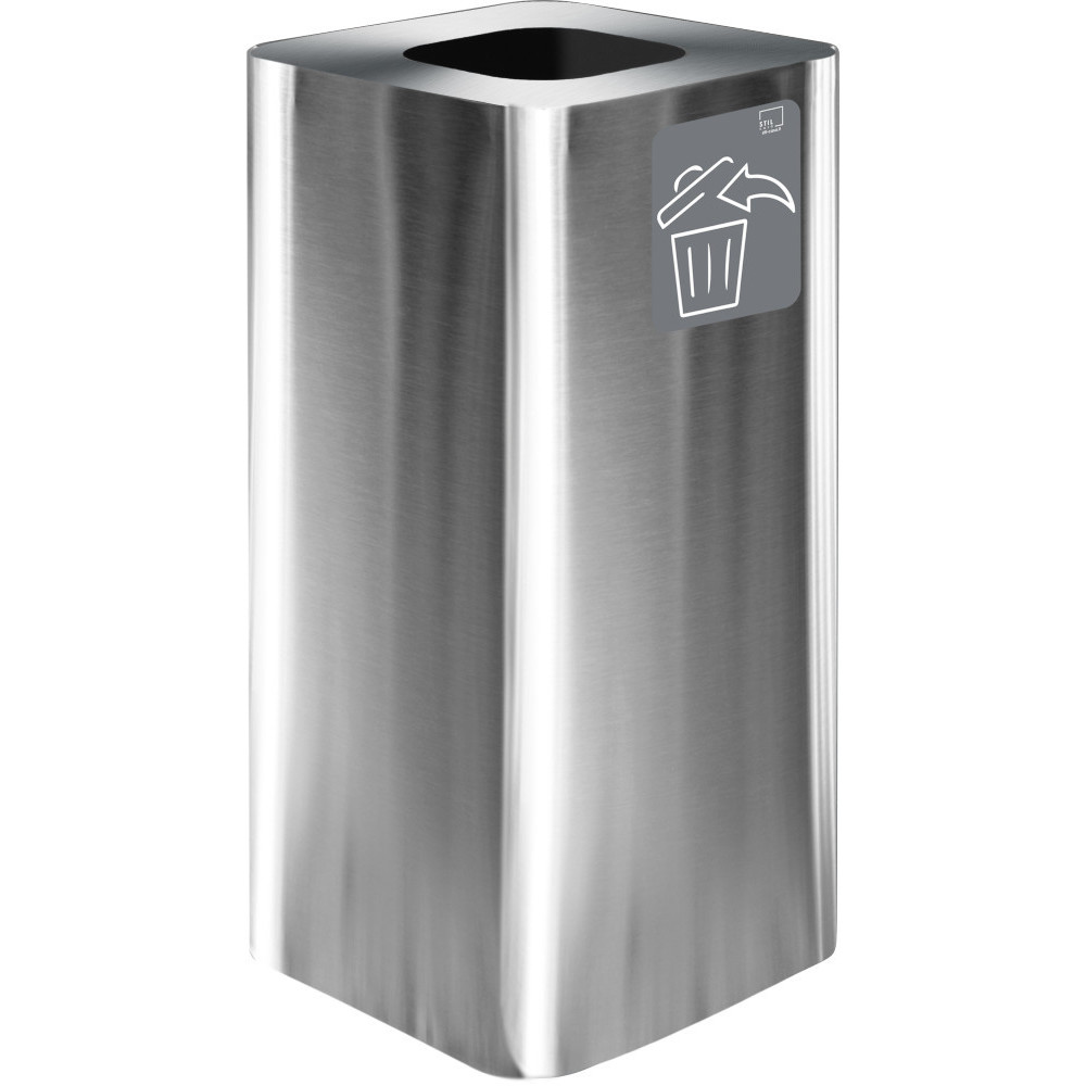 100-litre stainless steel bin with magnetic pictogram for all waste