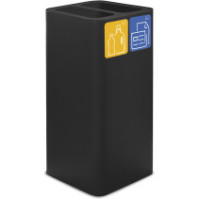 100-Liter-Mülltonne (schwarz) mit magnetischen Piktogrammen für Recycling