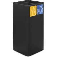 100-Liter-Mülltonne (schwarz) mit magnetischen Piktogrammen für Recycling