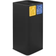 100-Liter-Mülltonne (schwarz) mit magnetischen Piktogrammen für Recycling
