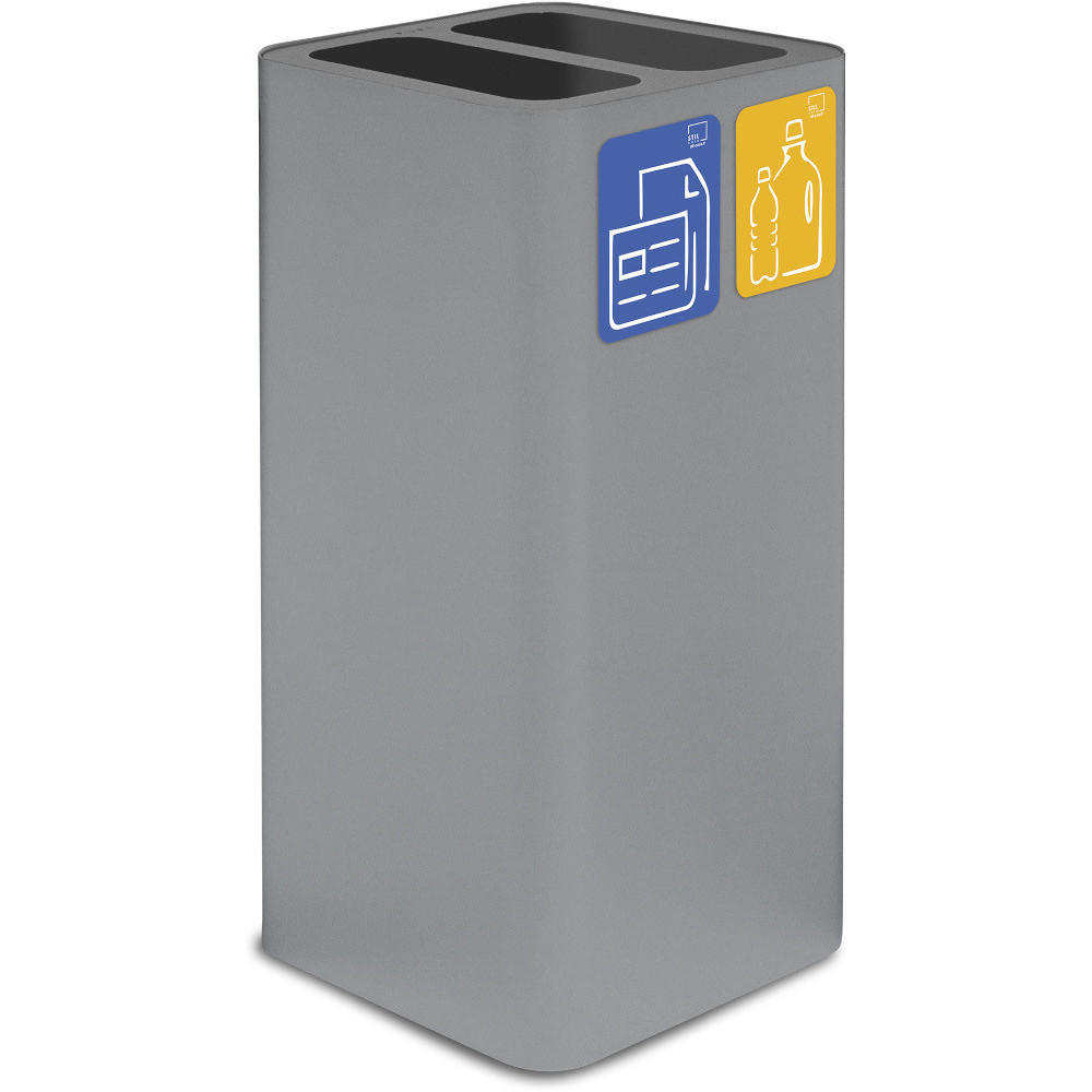 Grey 100-litre designer bin with magnetic pictograms.