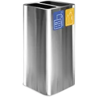 100-Liter-Behälter aus gebürstetem Edelstahl mit magnetischen Piktogrammen für Recycling