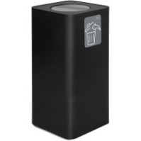 Black designer bin, 100 litres, with elegant swing lid.
