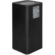 Black designer bin, 100 litres, with elegant swing lid.