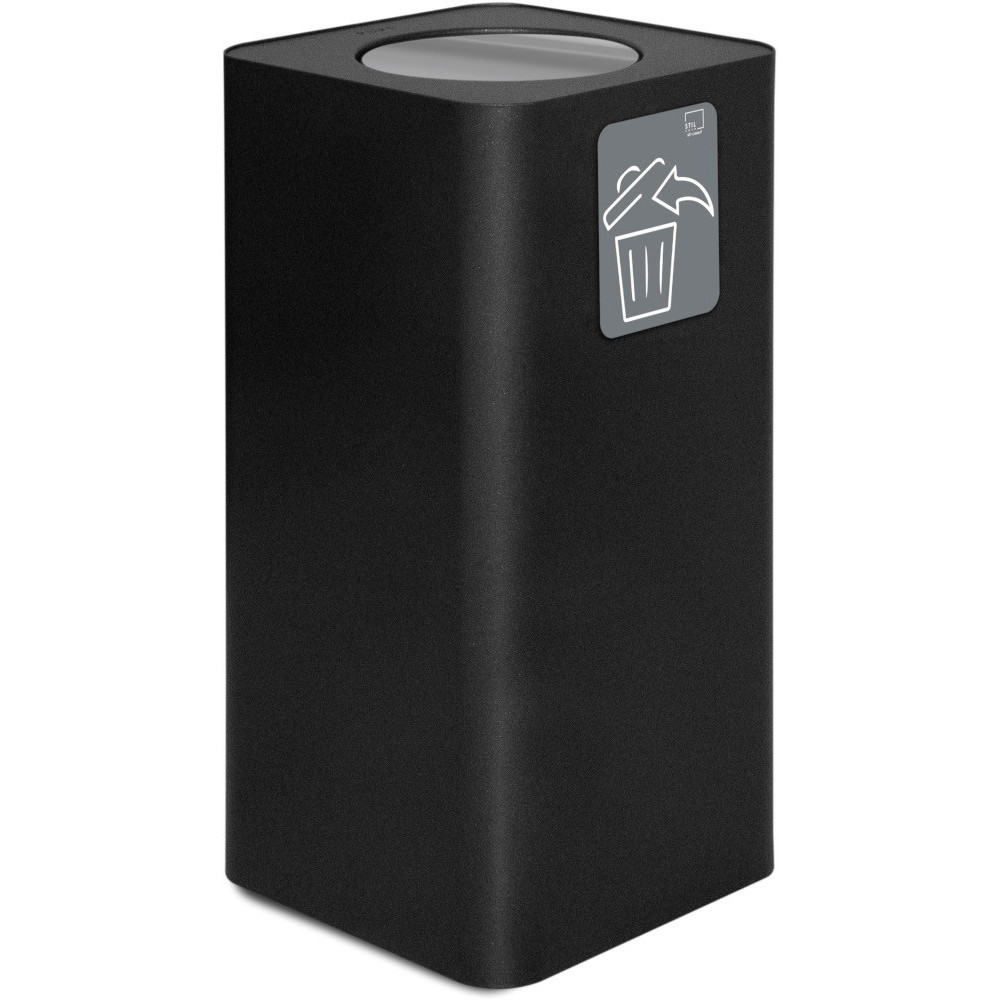 Schwarzer Design-Abfalleimer, 100 Liter, mit elegantem Schwingdeckel.