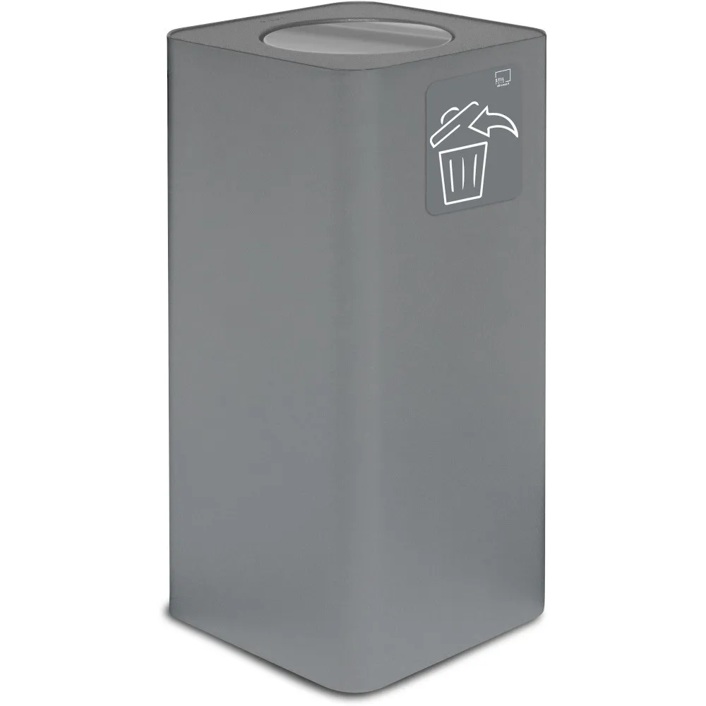 100-Liter-Design-Abfalleimer in Grau mit elegantem Schwingdeckel