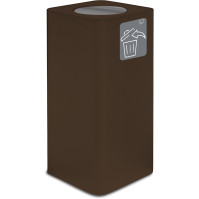 Corten steel designer bin, 100 litres, with swing lid