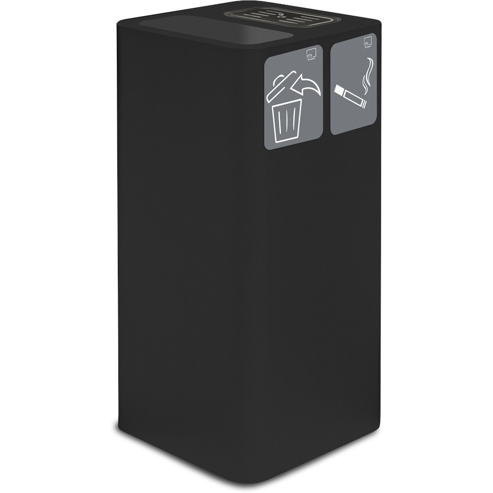 100-litre black ashtray bin with magnetic pictogram