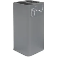 Grauer 100-Liter-Aschenbecher mit magnetischem Piktogramm
