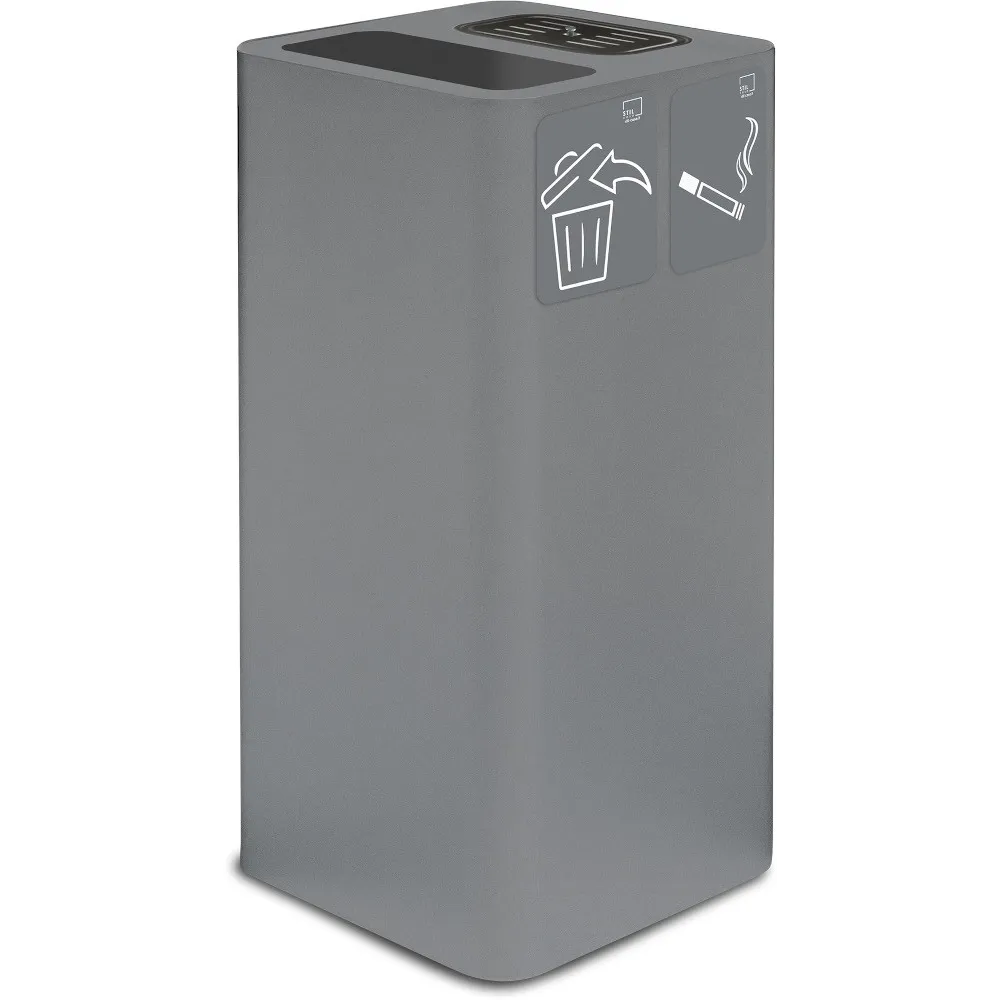 Grey 100-litre ashtray bin with magnetic pictogram