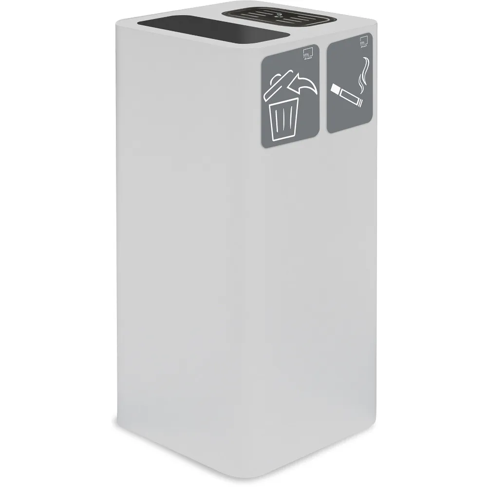 Weißer 100-Liter-Aschenbecher mit magnetischem Piktogramm