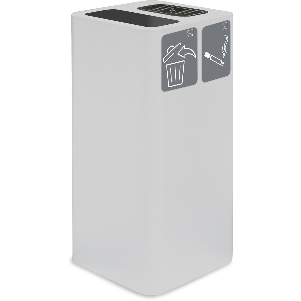White 100-litre ashtray bin with magnetic pictogram