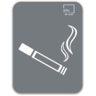 White 100 litre ashtray bin with magnetic symbol, side view.