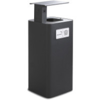 100L bin with black ashtray for elegant outdoor use.