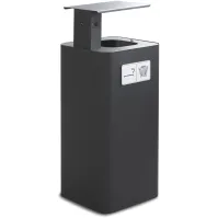 100L bin with black ashtray for elegant outdoor use.
