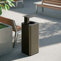 100L black bin with ashtray, ideal for outdoor spaces.