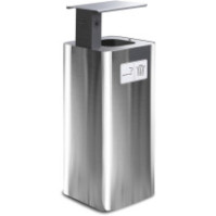 100L stainless steel bin with black ashtray for outdoor use.
