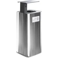 100L stainless steel bin with black ashtray for outdoor use.