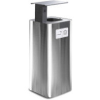 100L stainless steel bin with black ashtray for outdoor use.