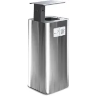 100L stainless steel bin with black ashtray for outdoor use.