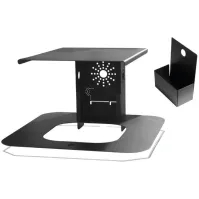100-Liter-Edelstahl-Abfalleimer für den Außenbereich mit schwarzem Aschenbecher, Seitenansicht.