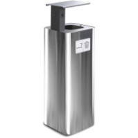 60L stainless steel bin with black ashtray for outdoor use.