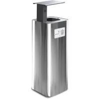 60L stainless steel bin with black ashtray for outdoor use.