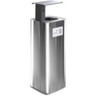 60L stainless steel bin with black ashtray for outdoor use.