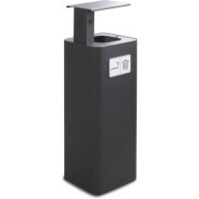 Schwarzer 60-Liter-Mülleimer mit Aschenbecher, ideal für den Außenbereich.