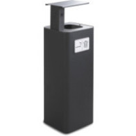 60L black bin with ashtray, ideal for outdoor use.