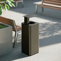 60L bin with black ashtray for elegant outdoor use.
