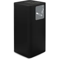 Black covered outdoor ashtray in steel, elegant and functional design.