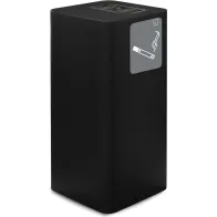 Black covered outdoor ashtray in steel, elegant and functional design.