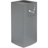 Elegant and functional grey covered outdoor ashtray.