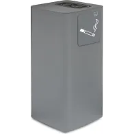 Eleganter und funktionaler grauer, abgedeckter Aschenbecher für den Außenbereich.