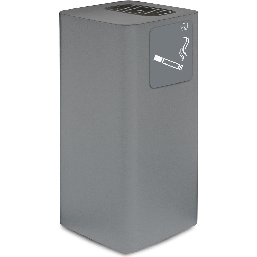 Elegant and functional grey covered outdoor ashtray.