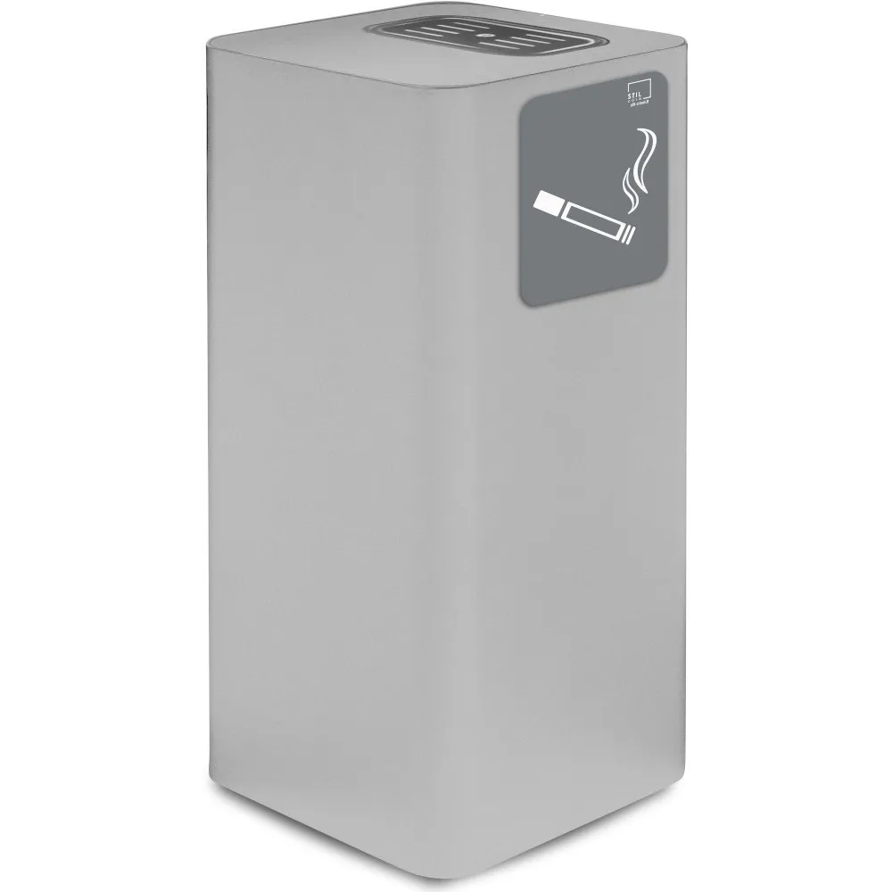 Eleganter und funktionaler, weißer Stahl-Aschenbecher für den Außenbereich.