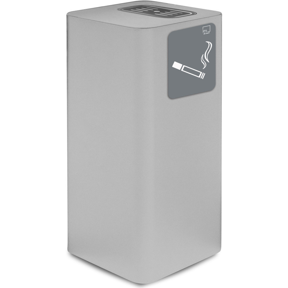 Elegant and functional white steel covered outdoor ashtray.