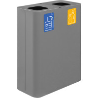 60-litre grey dual-stream waste bin with magnetic pictograms